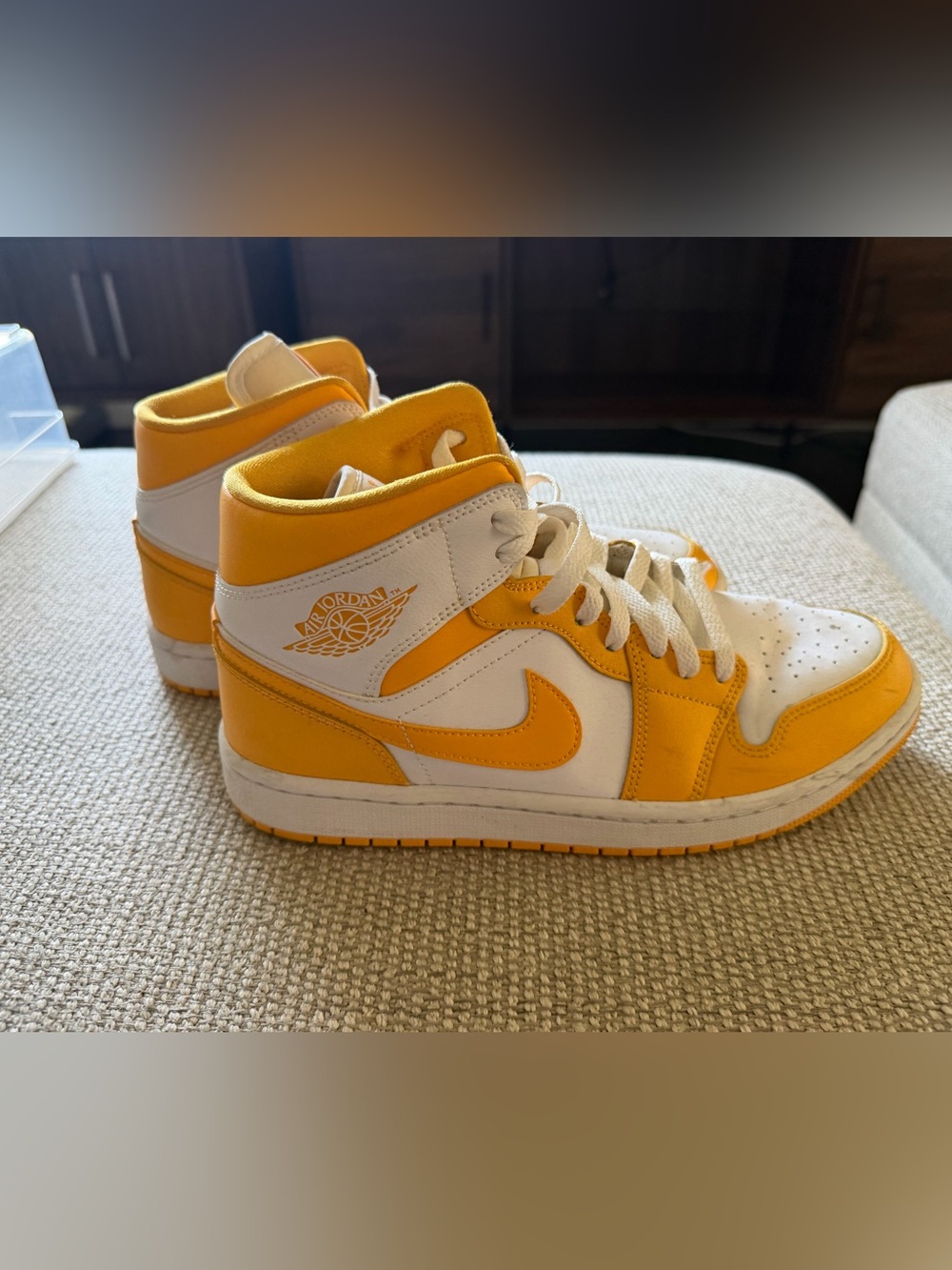 Jordan Mid-Top Sneakers in White and Yellow